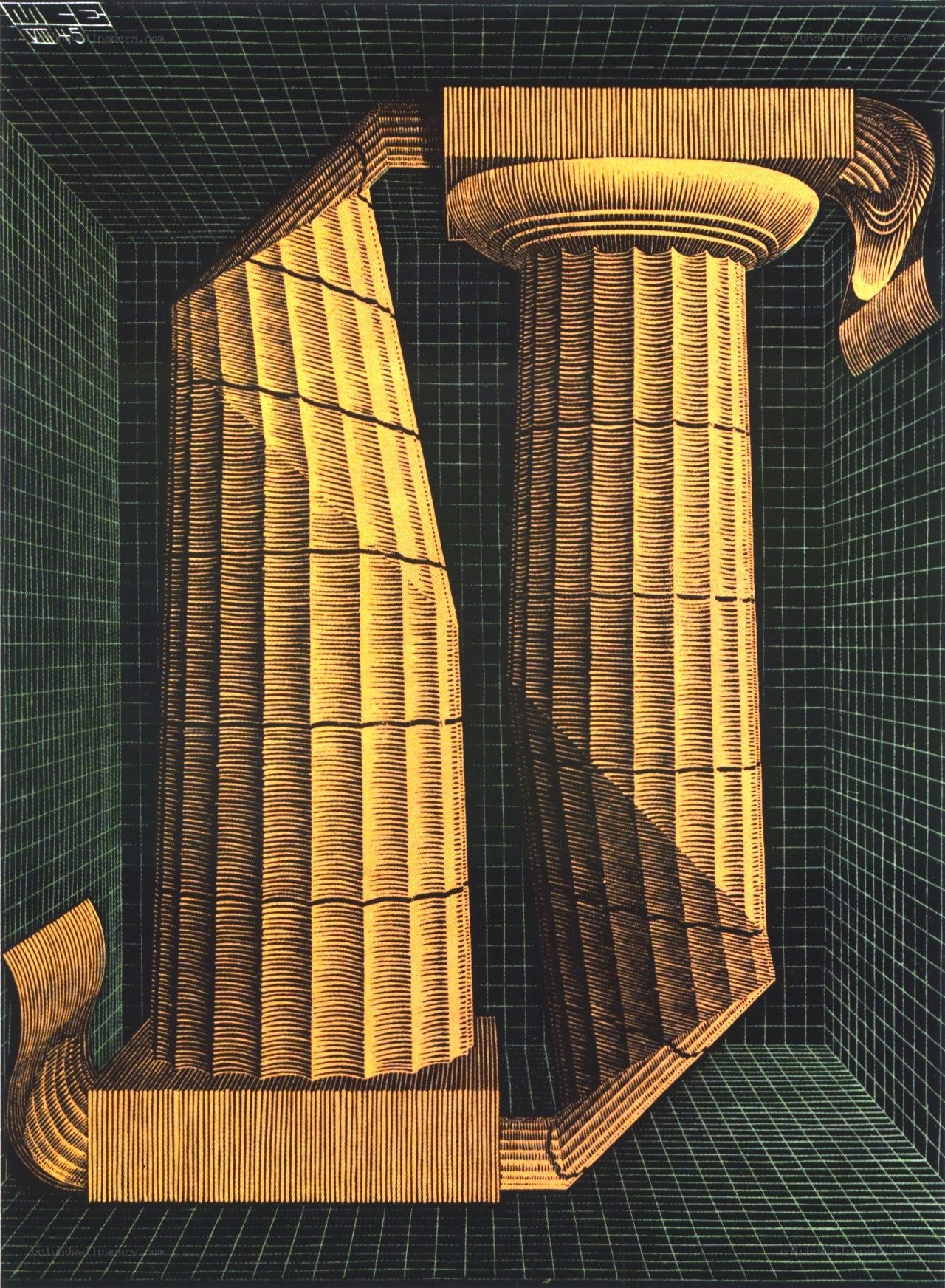 Optical illusion with columns