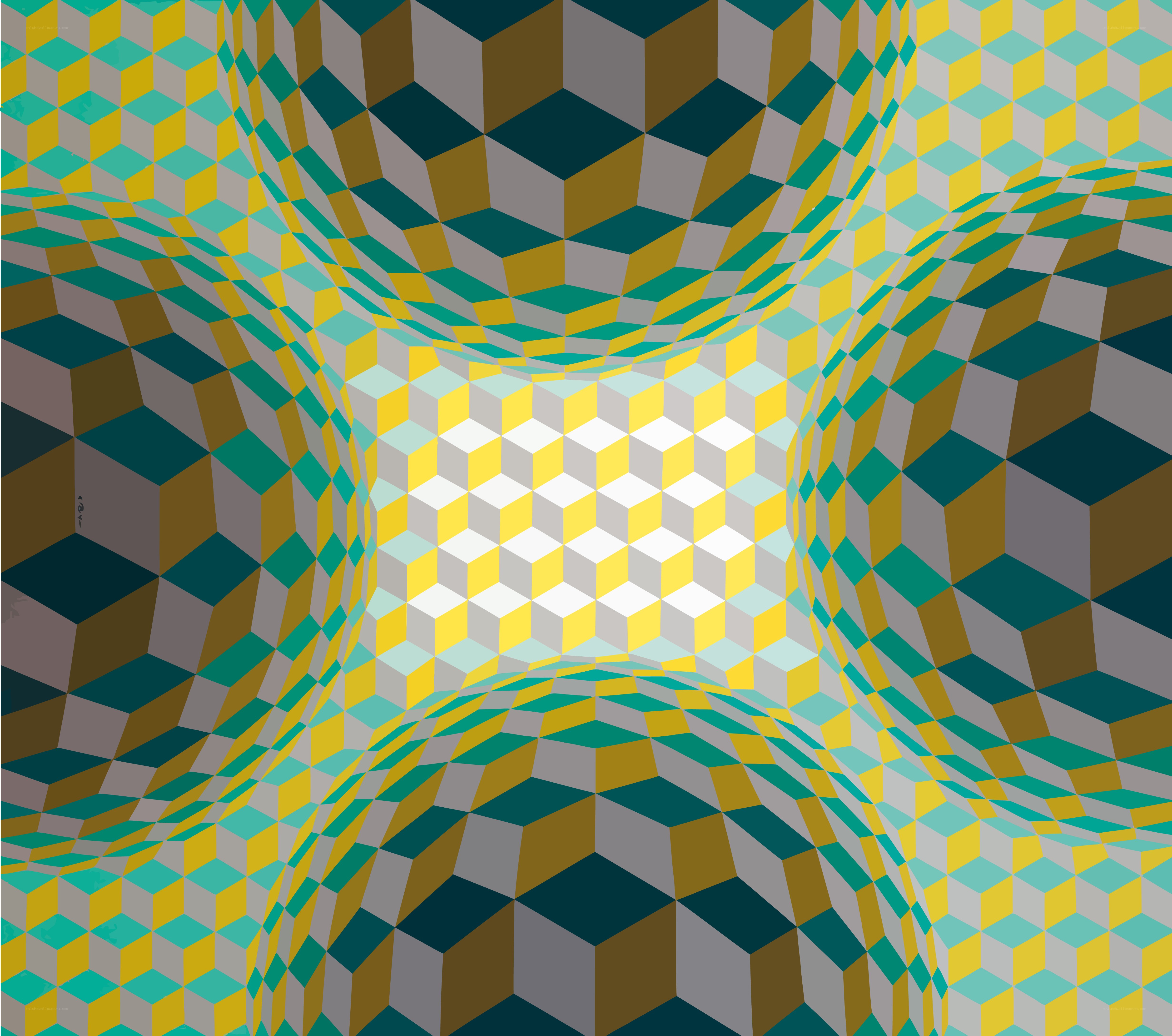 Optical illusion with cubes