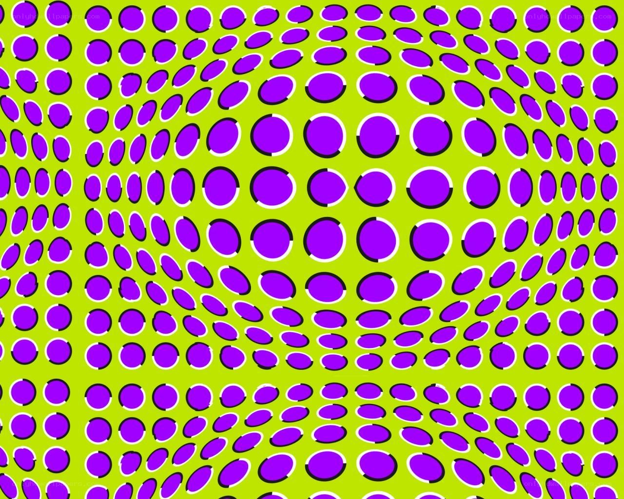 Optical illusion with purple circles