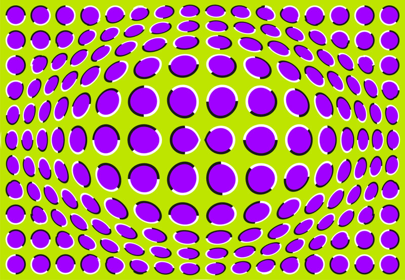 Optical illusion with purple circles