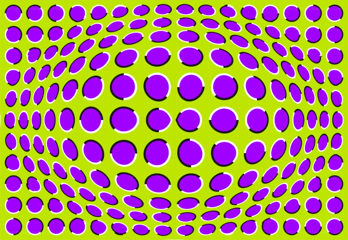 Optical illusion with purple circles