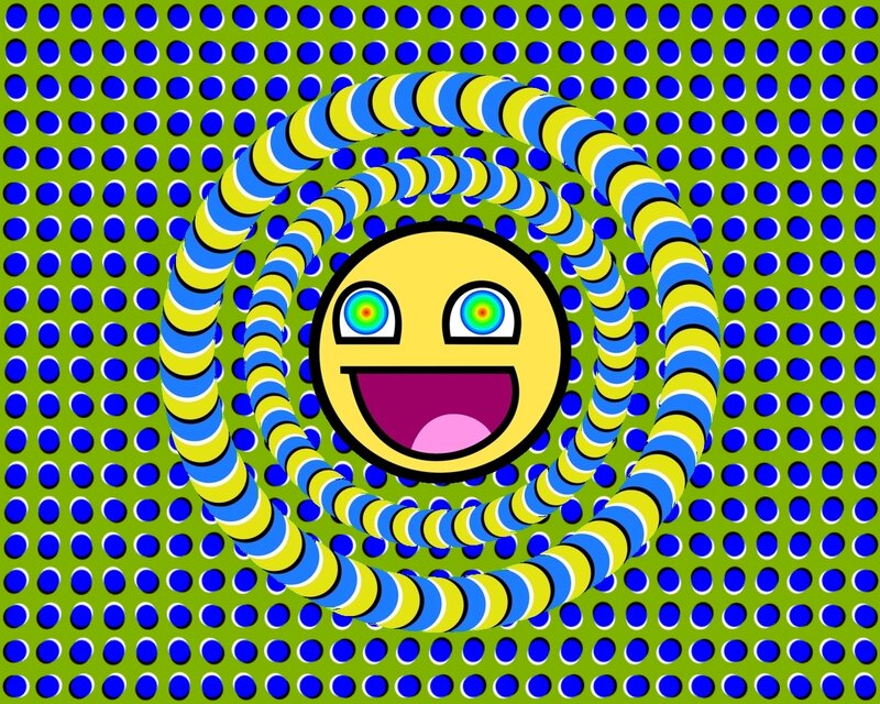 Optical illusion with smiley face