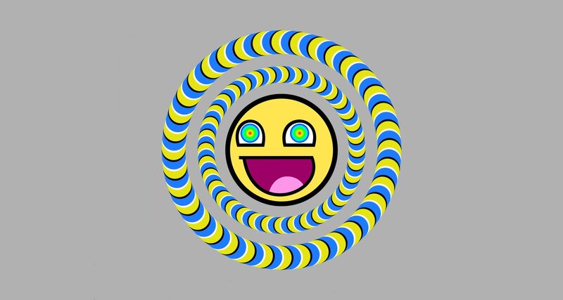 Optical illusion with smiling face