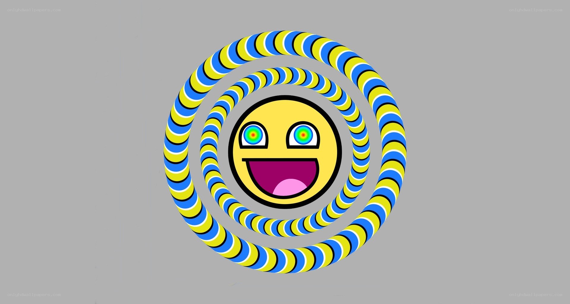 Optical illusion with smiling face