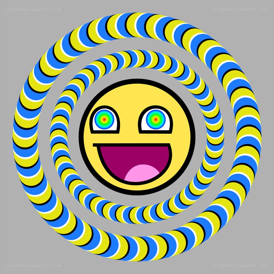 Optical illusion with smiling face