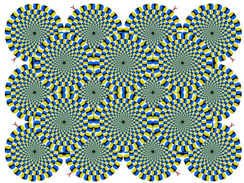Optical illusion with spirals