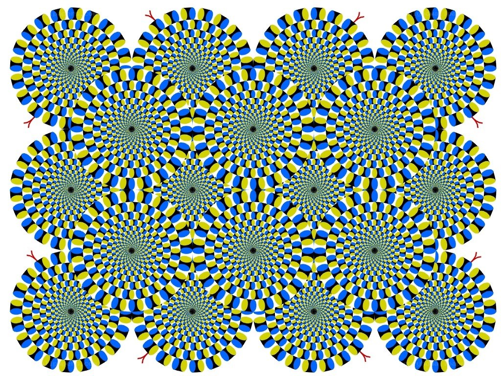 Optical illusion with spirals