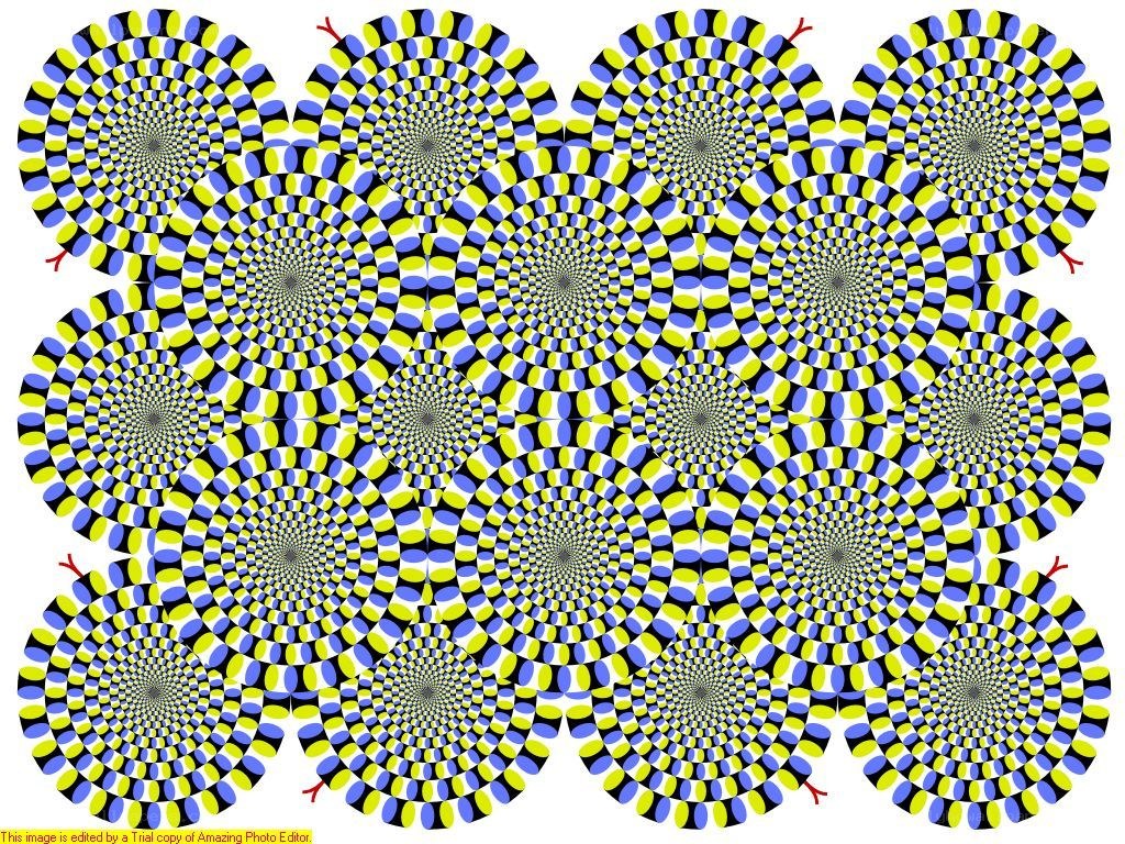 Optical illusion with spirals