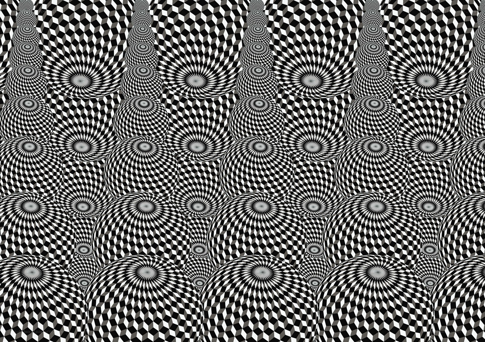 Optical illusion with spirals