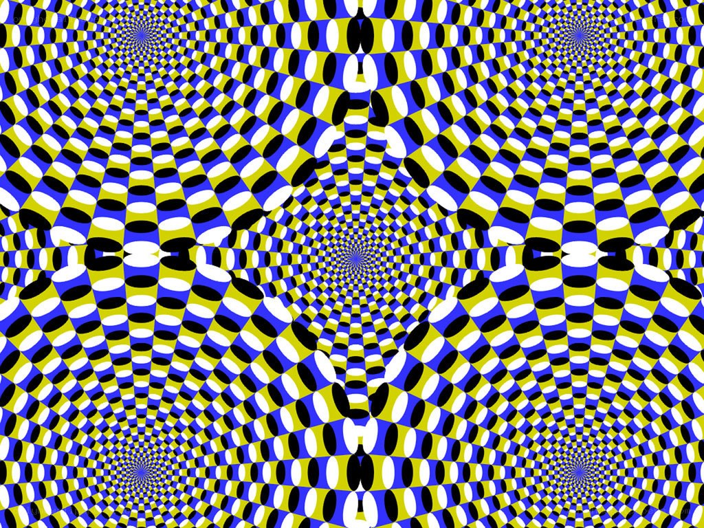 Optical illusion with spirals
