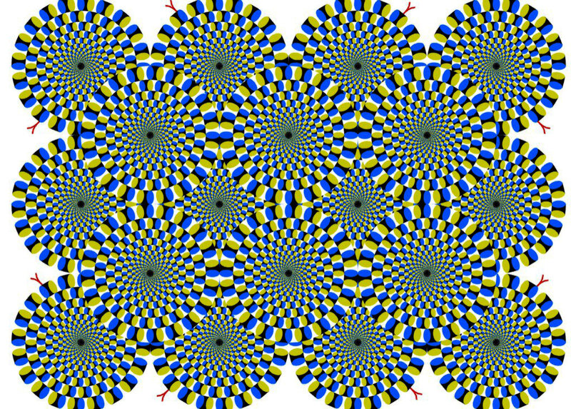 Optical illusion with spirals