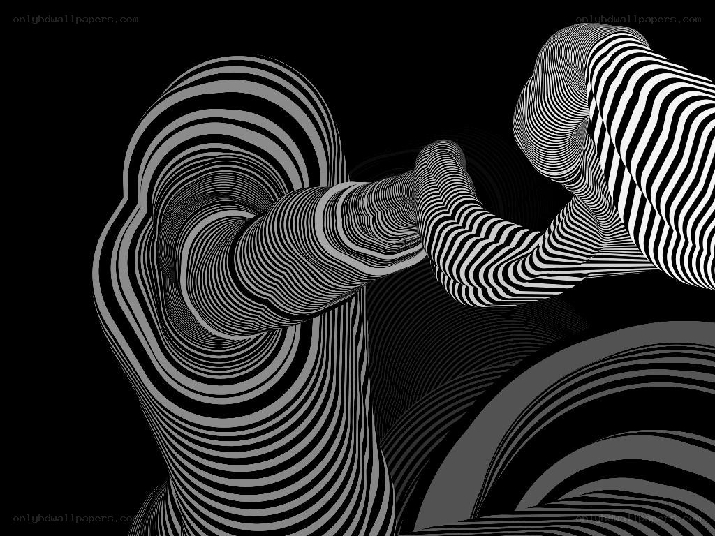 Optical illusion with striped forms