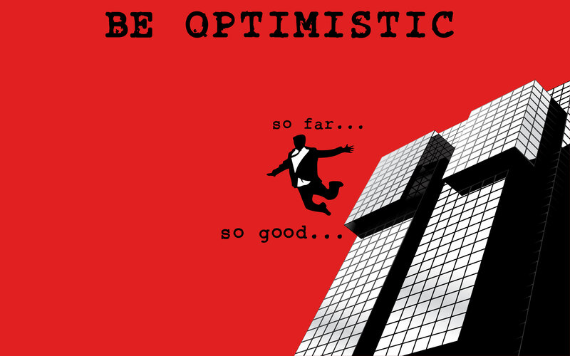 optimistic man falling