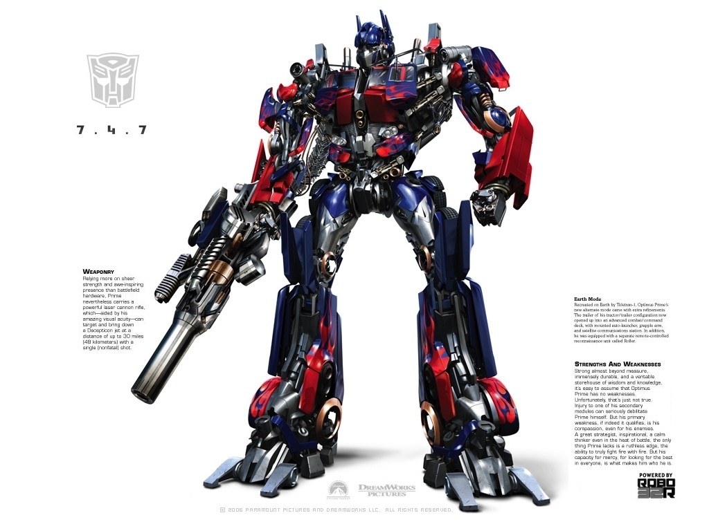 Optimus Prime character sheet