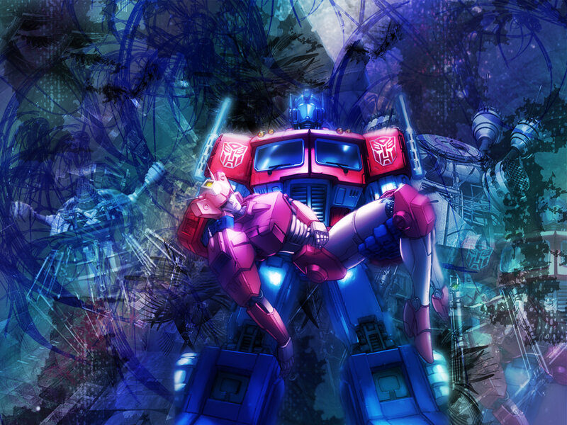 Optimus Prime holding a robot