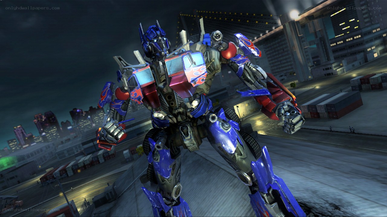Optimus Prime in a city