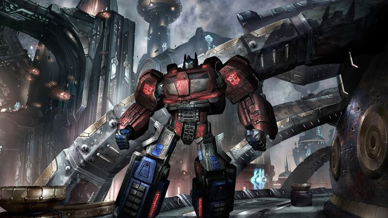 Optimus Prime in a futuristic city