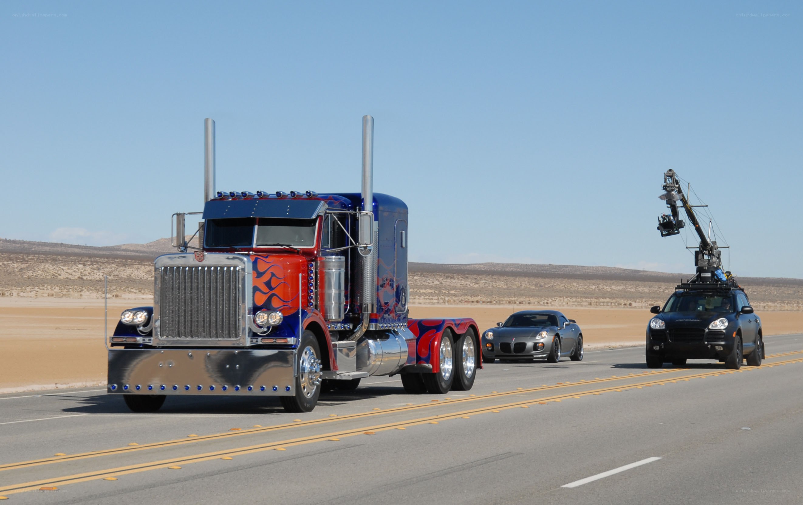 Optimus Prime on a desert road