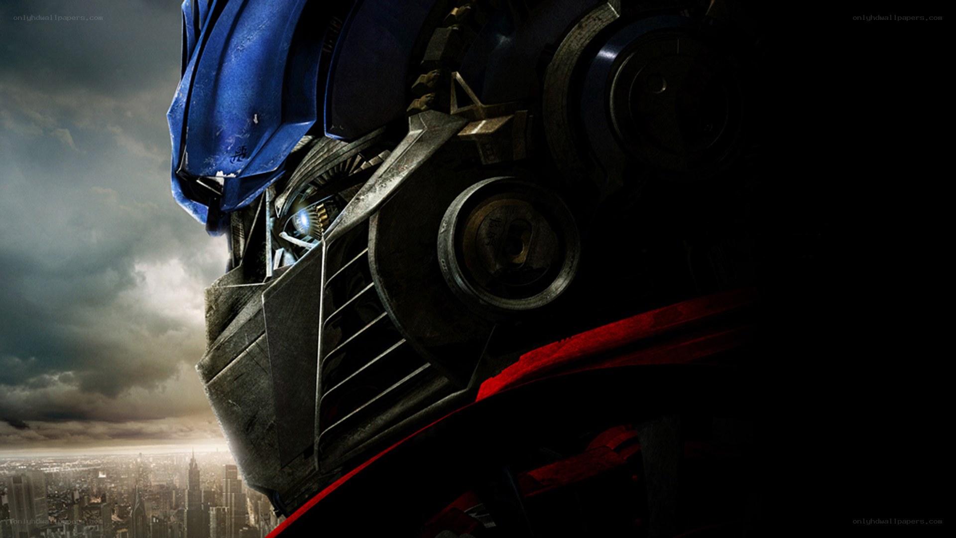 Optimus Prime overlooks the city