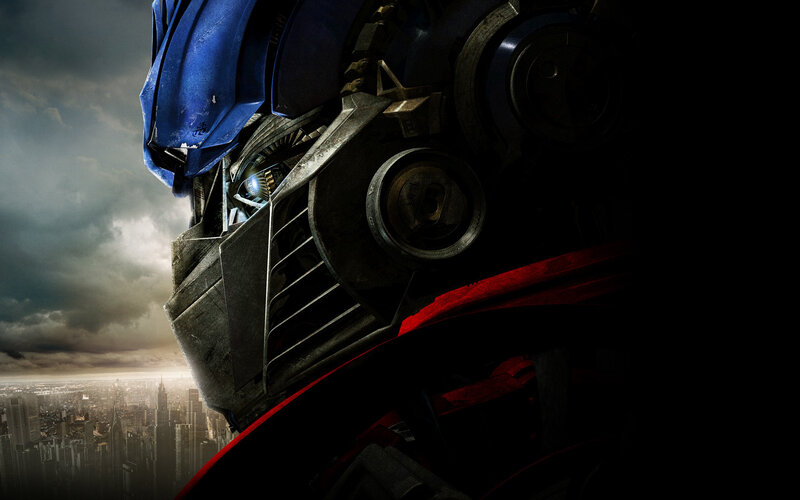 Optimus Prime overlooks the city