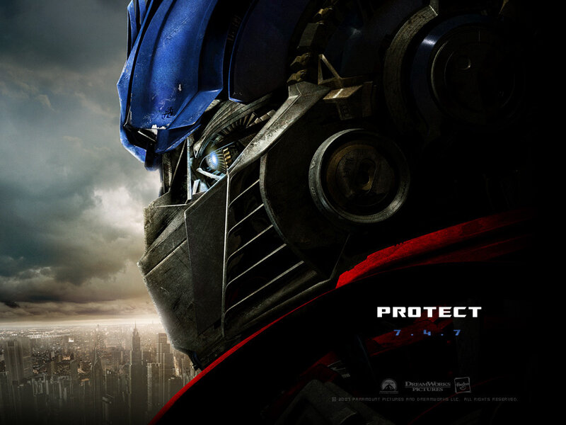 Optimus Prime protects the city