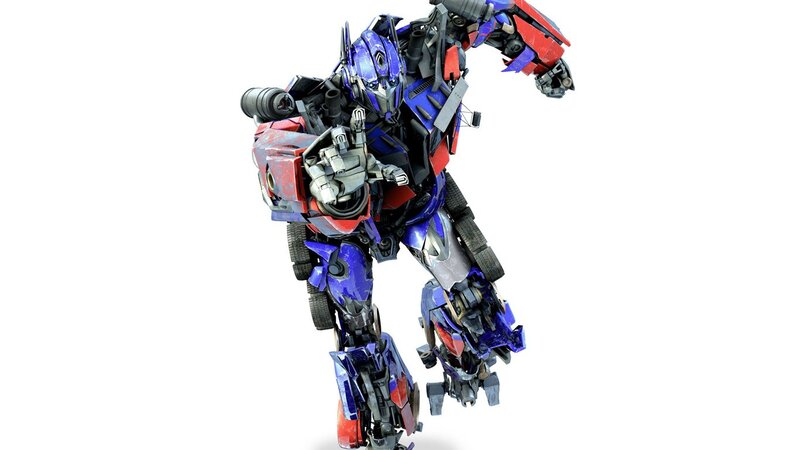 Optimus Prime Robot — Blue, Dynamic, 3d Render, Action Pose, White Background, Red