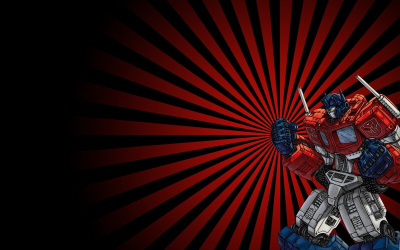 Optimus Prime Robot — Red, Dramatic, Digital Art, Sunburst Pattern