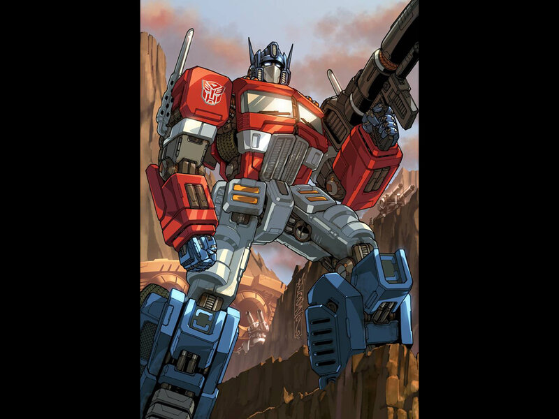 Optimus Prime Robot — Red, Dramatic, Sunset, Comic