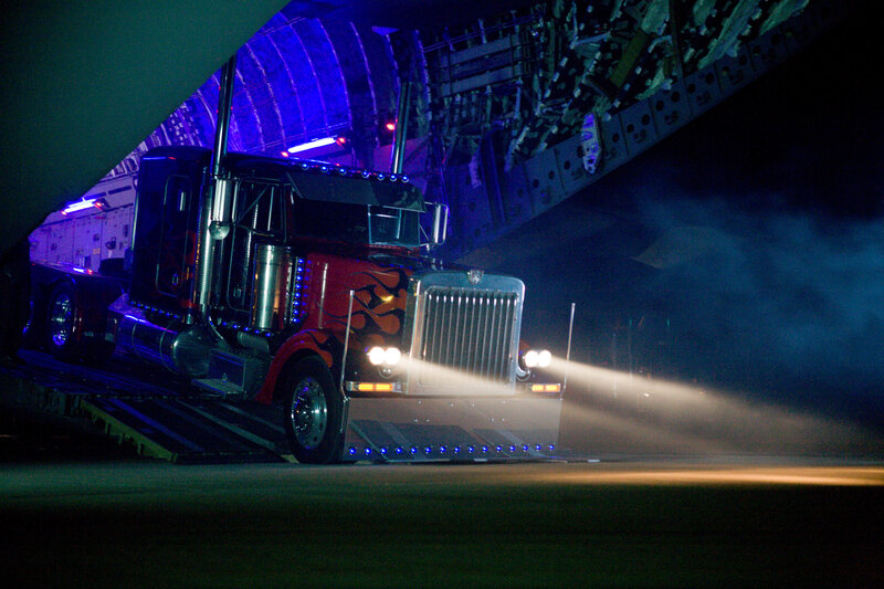 Optimus Prime truck at night
