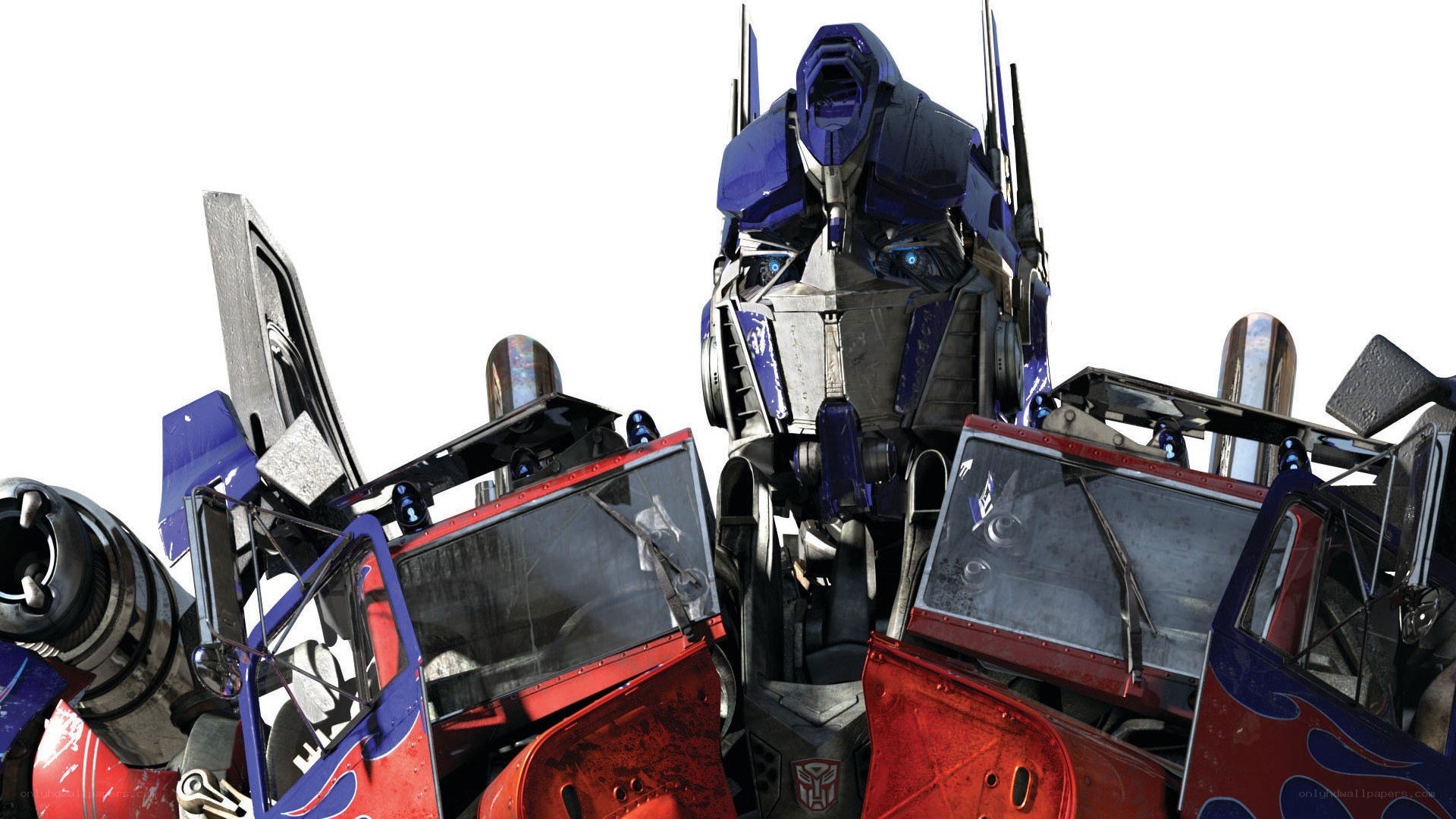 Optimus Prime with damaged vehicles
