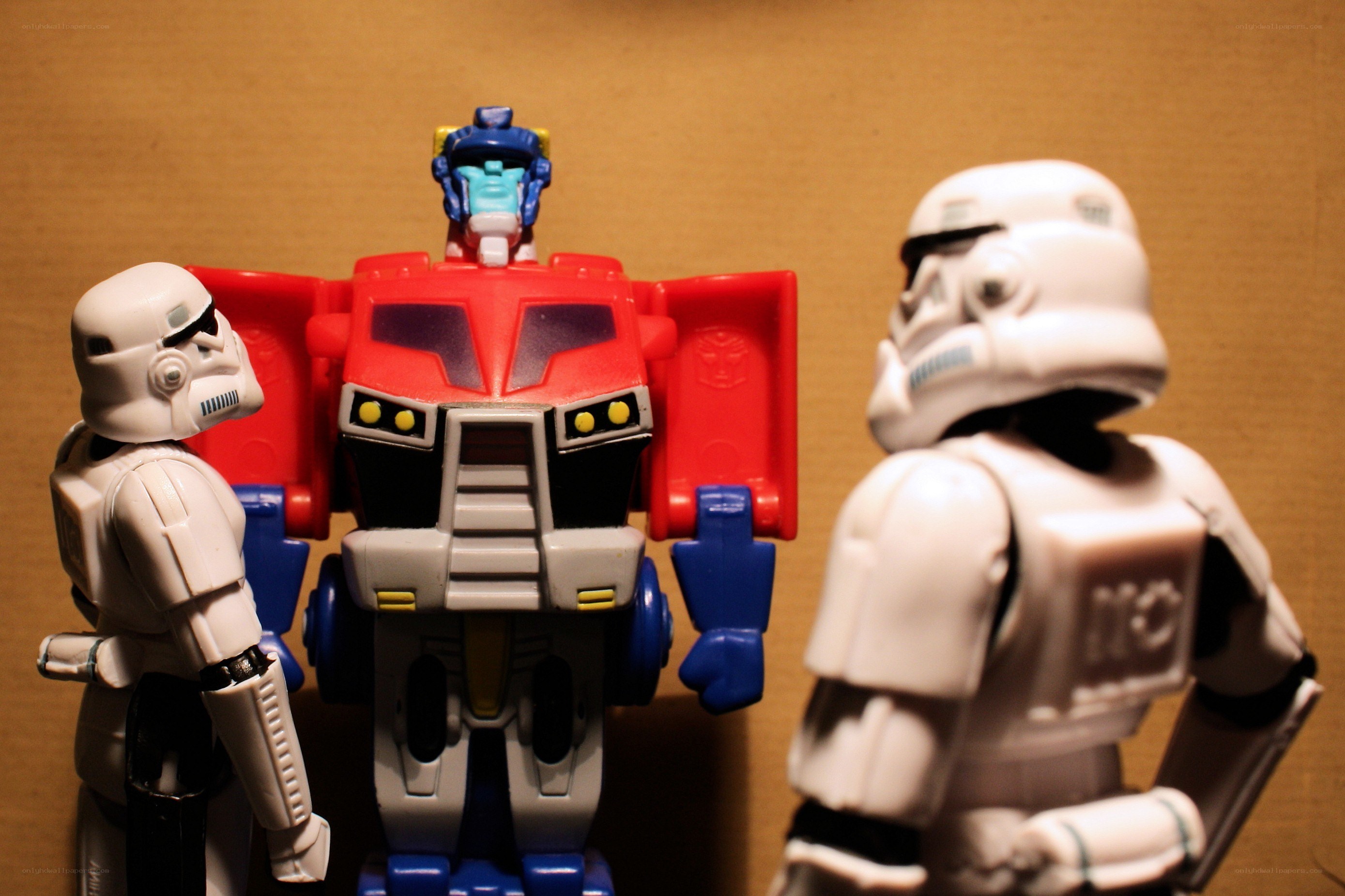 Optimus Prime with stormtroopers