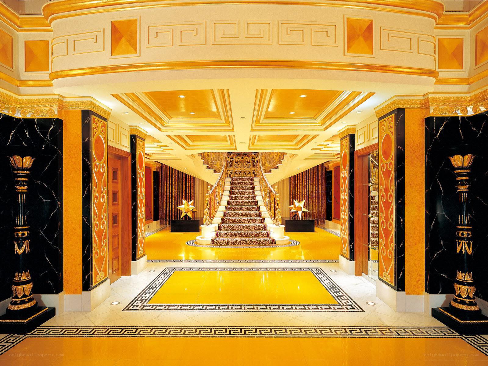 opulent golden staircase hall