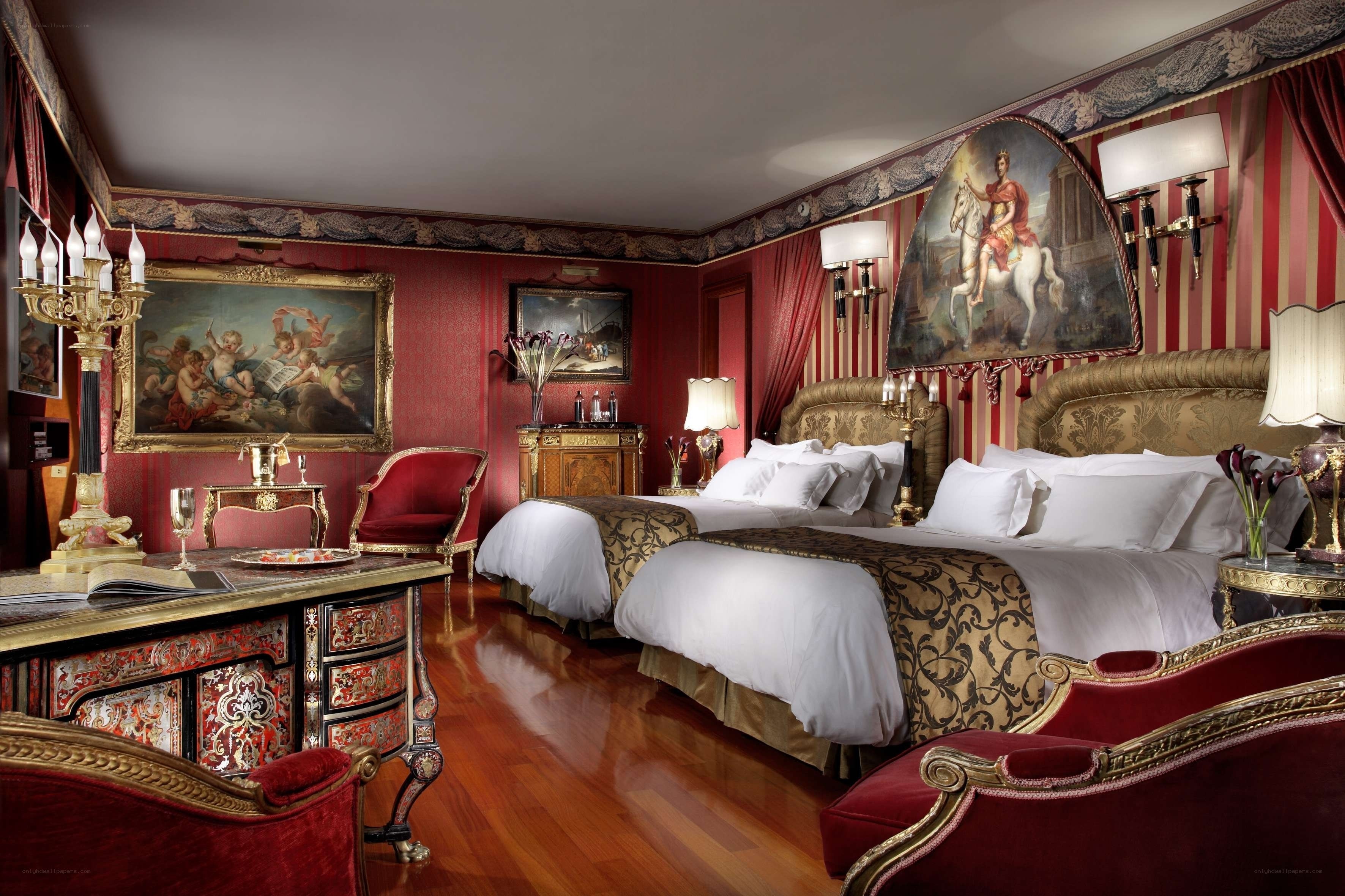 opulent hotel bedroom interior