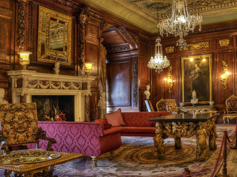 opulent parlor with chandeliers