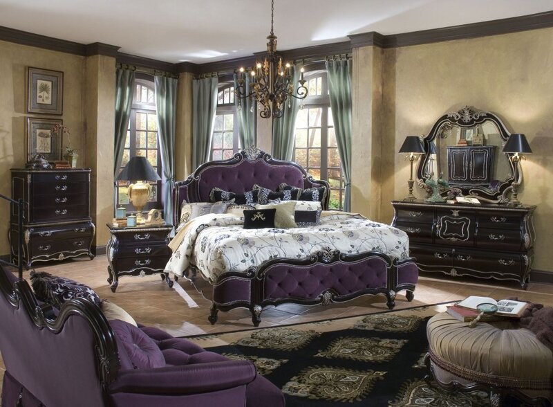 opulent purple bedroom suite