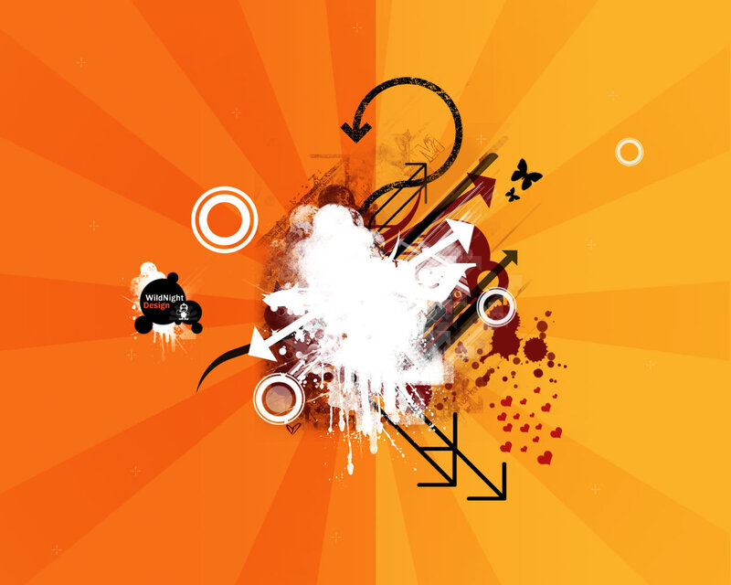 orange abstract design with arrows