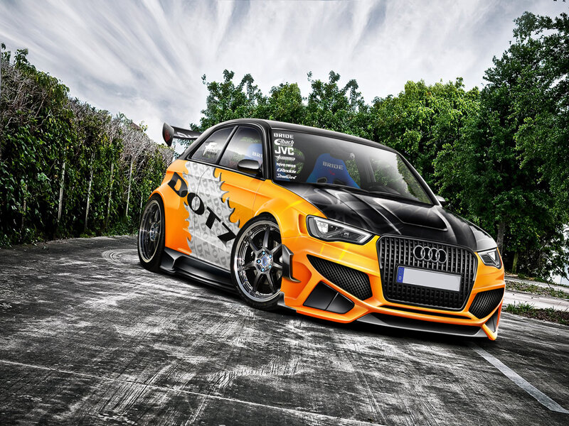 Orange and Black Audi Car