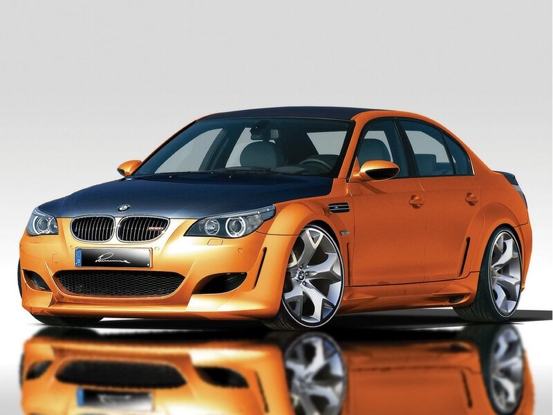 orange and black BMW sedan