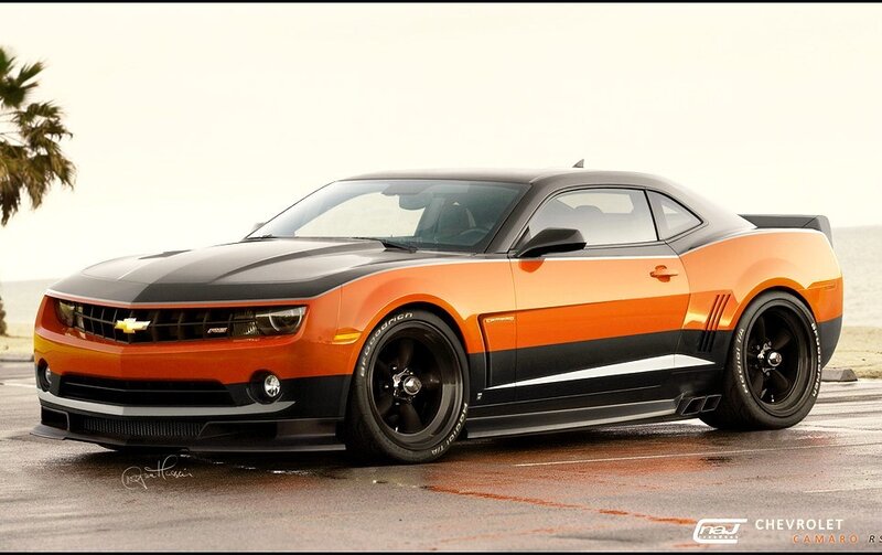 orange and black camaro