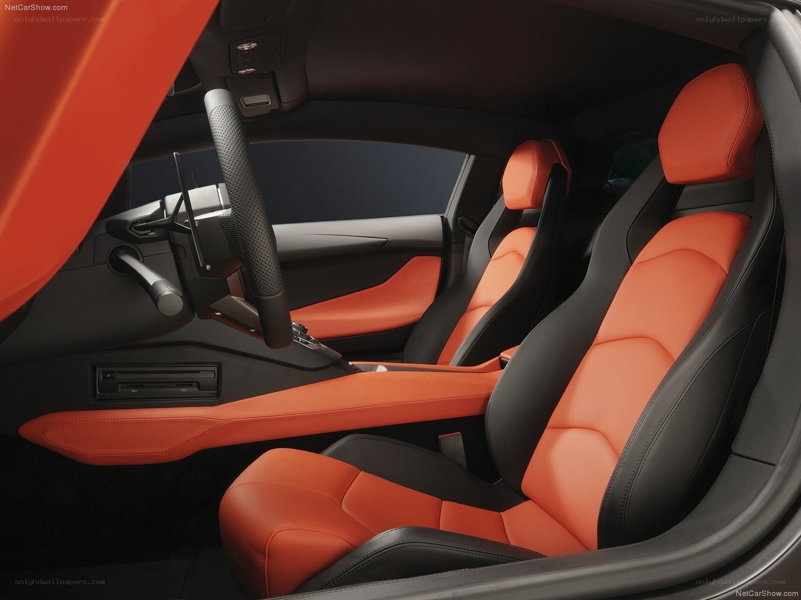 orange and black car interior