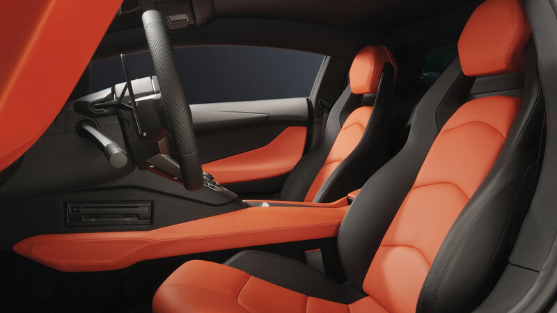 orange and black car interior