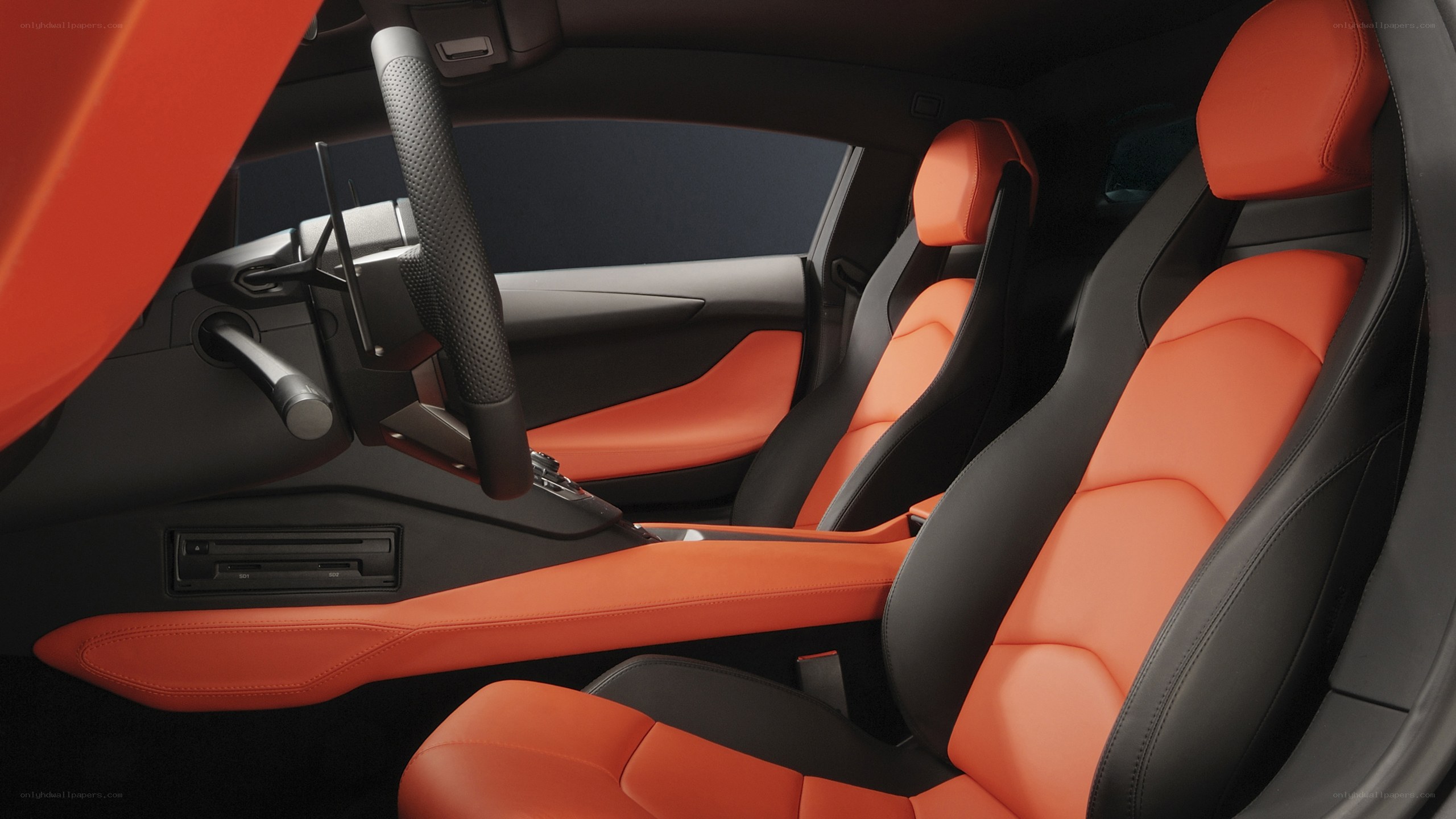 orange and black car interior