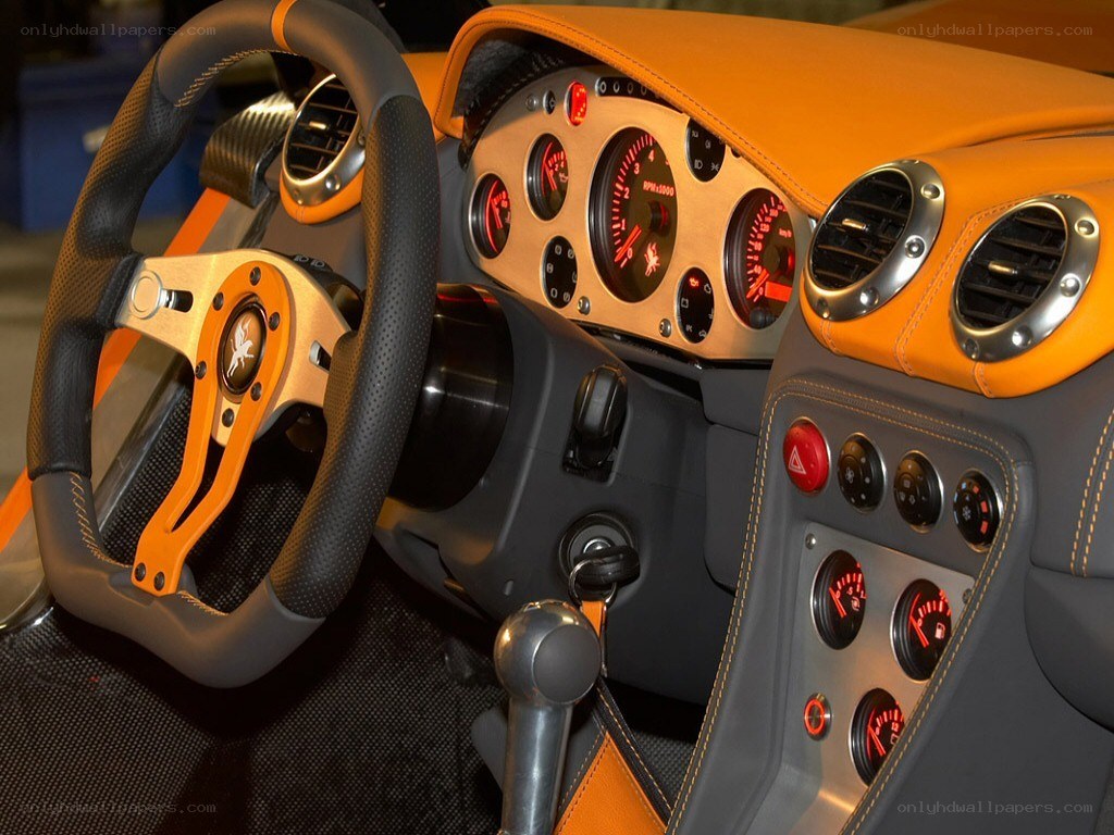 orange and black car interior