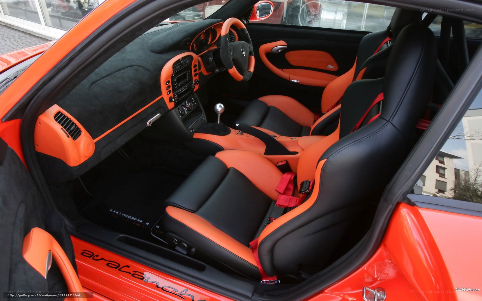 orange and black car interior
