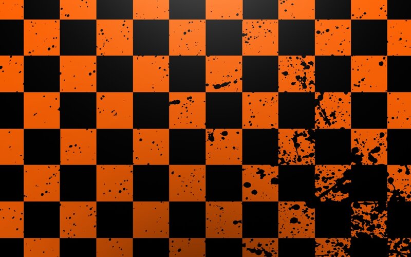 Orange and Black Checkered Pattern — Gritty, Abstract