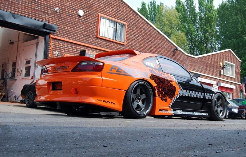 Orange and Black Drift Car — Urban, Afternoon