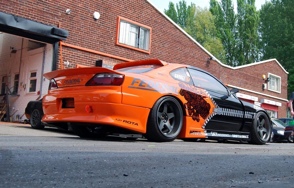 orange and black drift car