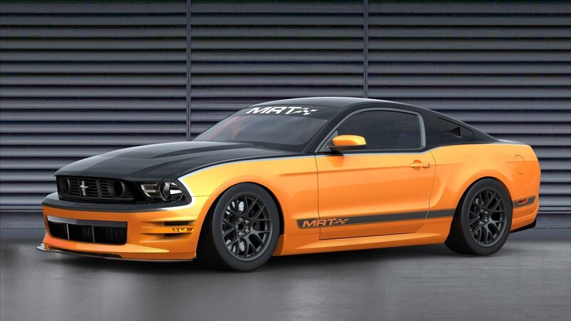 Orange and black Ford Mustang