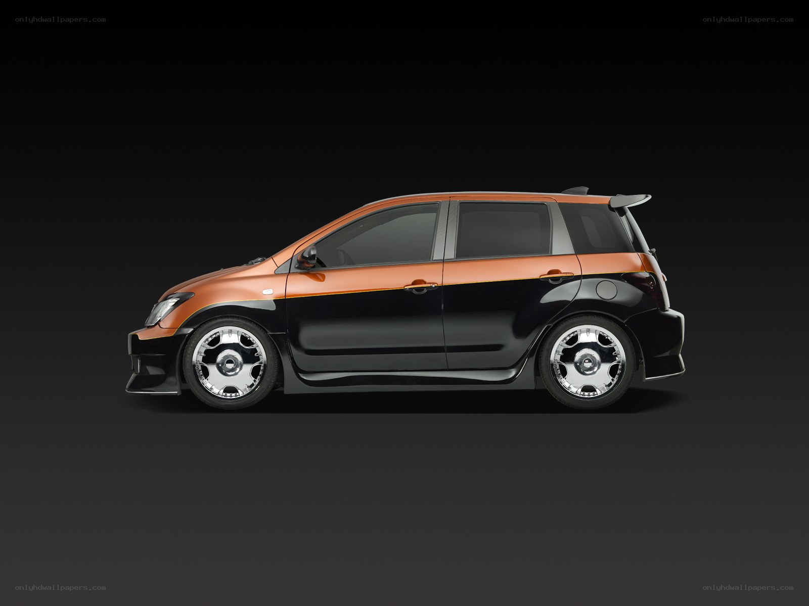 orange and black hatchback car