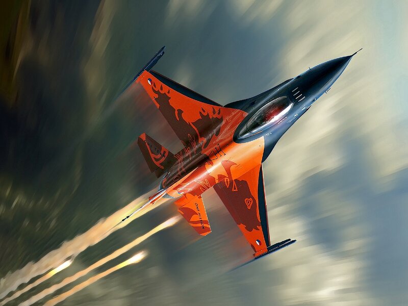 Orange and Black Jet Fighter — Dynamic